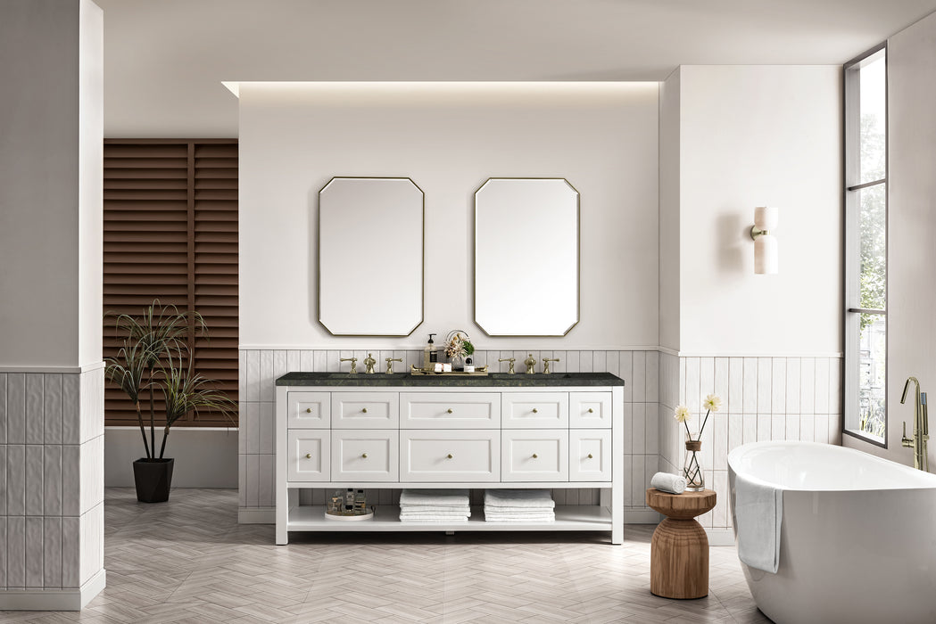 Breckenridge 72" Double Vanity, Whitewashed Oak w/ 3 CM Ethereal Noctis Silestone Top