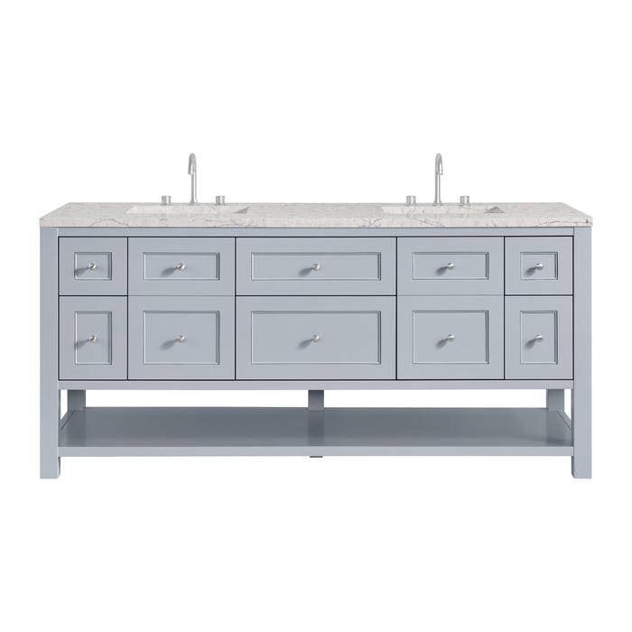Breckenridge 72" Double Vanity, Smokey Celadon w/ 3 CM Carrara Marble Top