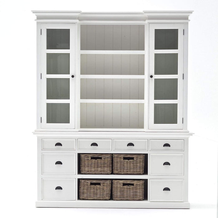 NovaSolo Halifax Library Hutch with Basket Set White BCA600