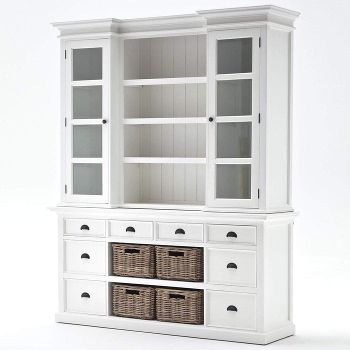 NovaSolo Halifax Library Hutch with Basket Set White BCA600