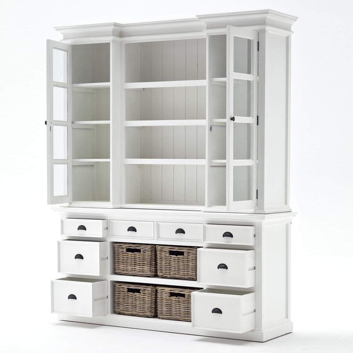 NovaSolo Halifax Library Hutch with Basket Set White BCA600