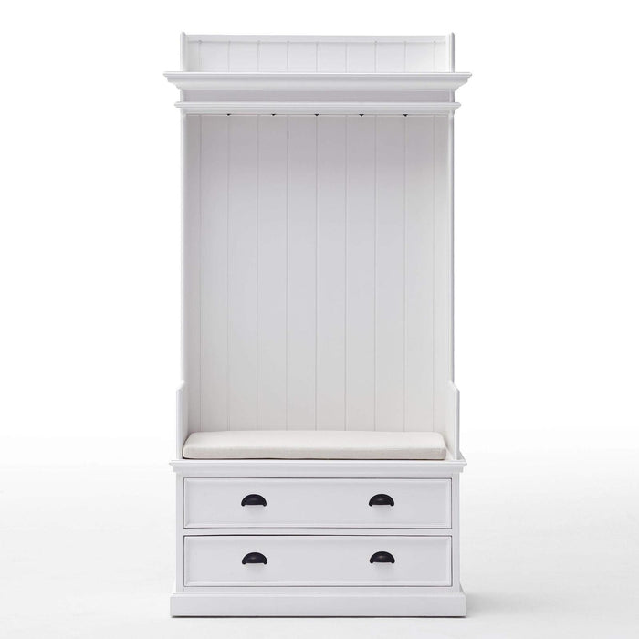 NovaSolo Halifax Entryway Coat Rack & Bench Unit White CA581