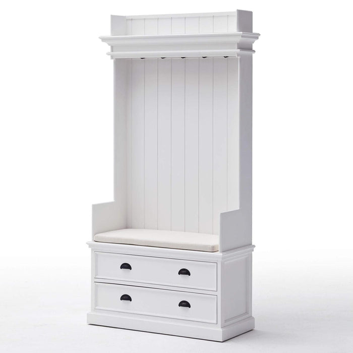 NovaSolo Halifax Entryway Coat Rack & Bench Unit White CA581