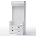 NovaSolo Halifax Entryway Coat Rack & Bench Unit White CA581