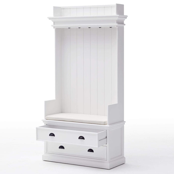 NovaSolo Halifax Entryway Coat Rack & Bench Unit White CA581