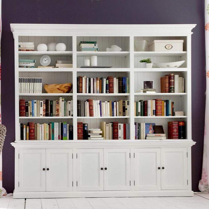 NovaSolo Halifax Triple-Bay Hutch Unit Bookcase Bookshelf White CA614