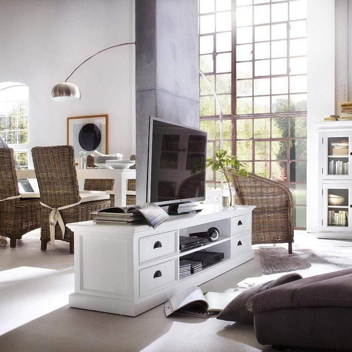 NovaSolo Halifax Large Entertainment Center with 4 Drawers White CA631