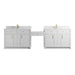 Bellshire 120" Dual Vanity Set with 24" Make-Up Counter, Bright White w/Single Hole 3 cm White Zeus Silestone Top & Backsplash