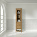 James Martin Breckenridge Linen Cabinet in Light Natural Oak, shown in a bathroom setting
