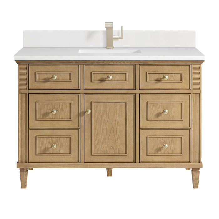 Lorelai 48" Single Vanity, Bright White w/ 3 CM Parisien Bleu Silestone Top