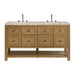 Breckenridge 60" Double Vanity, Light Natural Oak, w/ 3 CM Eternal Jasmine Pearl Quartz Top