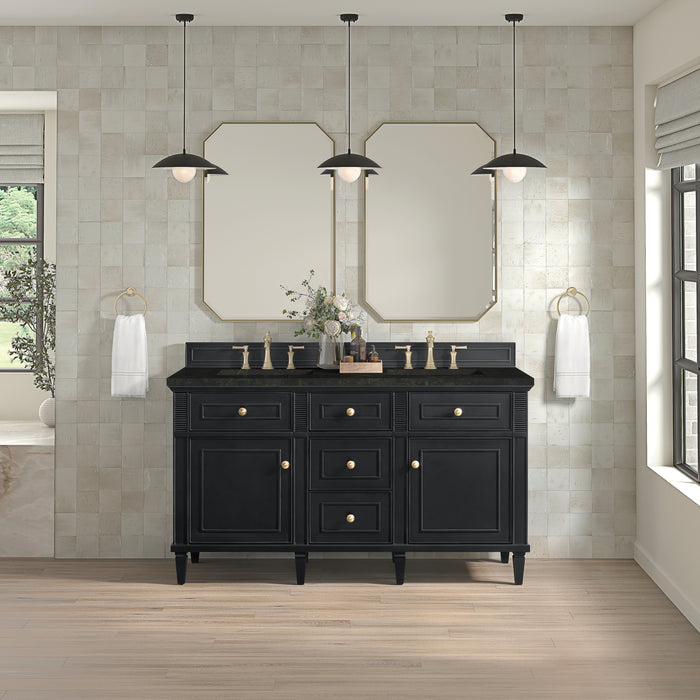 Lorelai 60" Double Vanity, Whitewashed Oak w/ 3 CM Ethereal Noctis Silestone Top