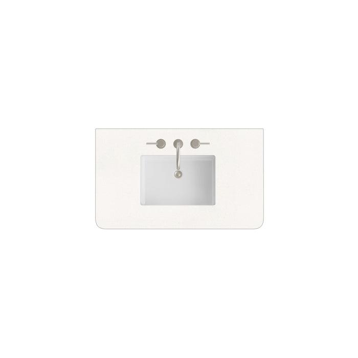 36" Single Radius Cut Widespread, 3 CM White Zeus Silestone w/ Sink