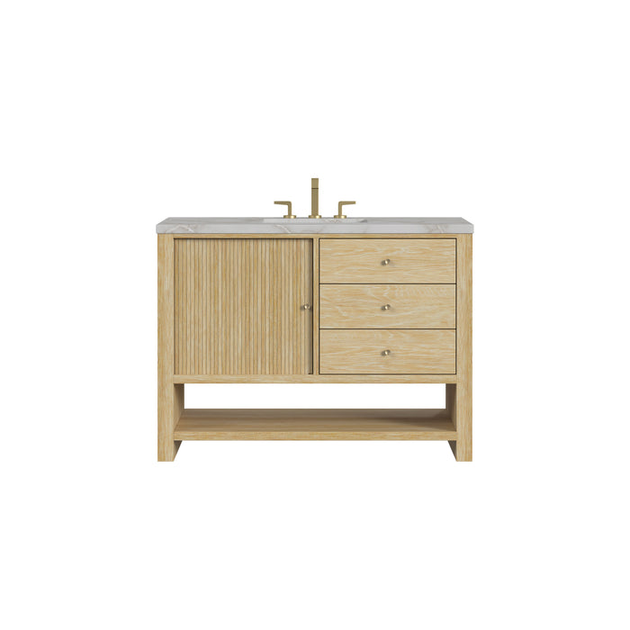 Marigot 48" Single Vanity, Sunwashed Oak w/ 3 CM Victorian Silver Silestone Top
