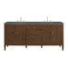 Myrrin 72" Double Vanity, Carbon Oak w/ 3 CM Parisien Bleu Silestone Top w/FreePower Wireless Charger