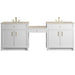 Bellshire 96" Dual Vanity Set with 24" Make-Up Counter, Bright White w/3 cm Tajnar Eclos Top