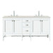 Addison 72" Double Vanity, Glossy White, w/ 3 CM Siberian Silestone Top