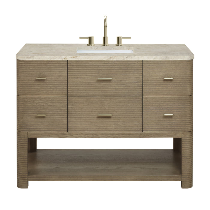 Lucian 48" Single Vanity, Pebble Oak w/ 3 CM Victorian Silver Silestone Top
