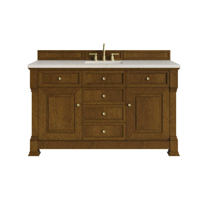 Brookfield 60" Single Vanity, Honey Oak w/3 CM Charcoal Soapstone Silestone Top