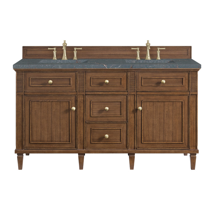 Lorelai 60" Double Vanity, Light Natural Oak w/ 3 CM Victorian Silver Silestone Top