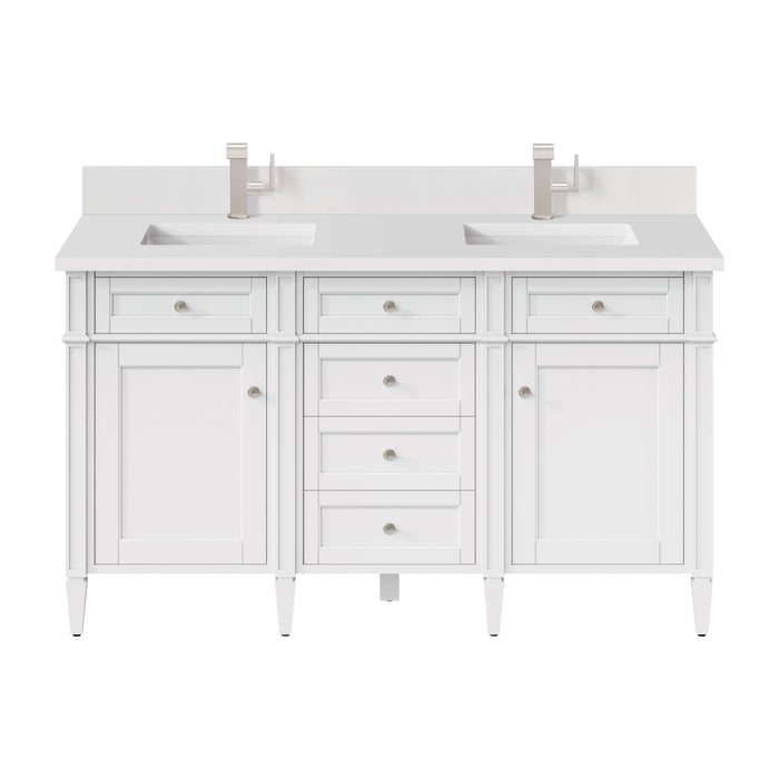 Brittany 60" Double Vanity, Victory Blue w/ 3 CM Charcoal Soapstone Silestone Top