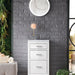 James Martin Addison 15" Base Cabinet in Glossy White, shown in a bathroom setting
