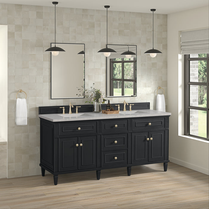 Lorelai 72" Double Vanity, Mid-Century Walnut, w/ 3 CM Siberian Silestone Top w/FreePower Wireless Charger