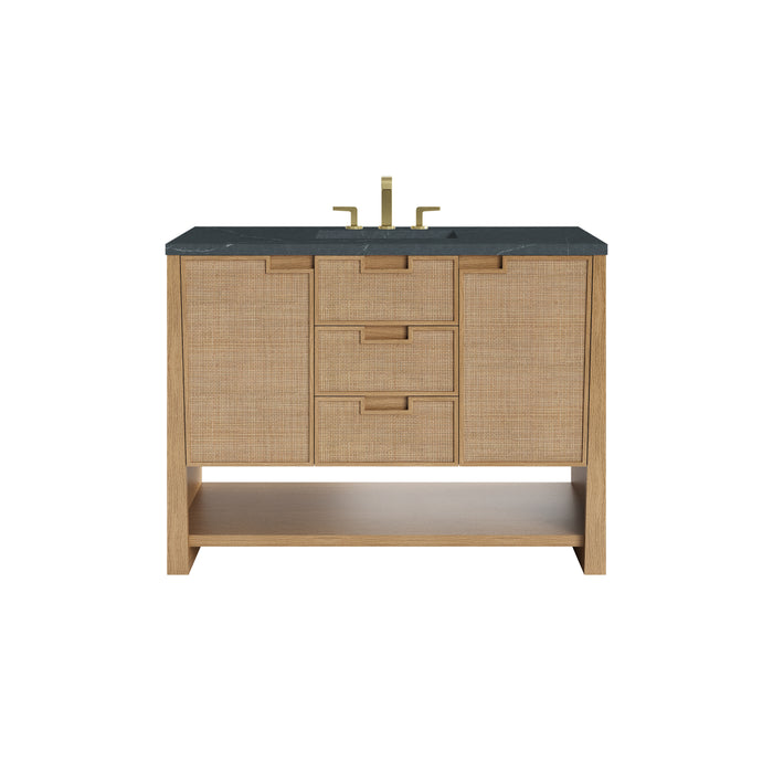 Solene 48" Single Vanity, Seaside Oak, w/ 3 CM Charcoal Soapstone Quartz Top