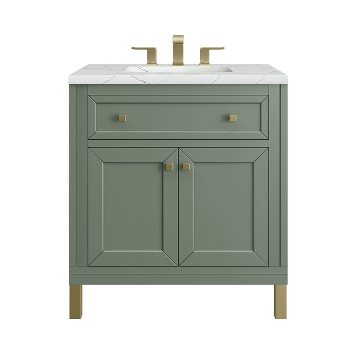 Chicago 30" Single Vanity, Smokey Celadon, w/ 3 CM Ethereal Noctis Silestone® Top