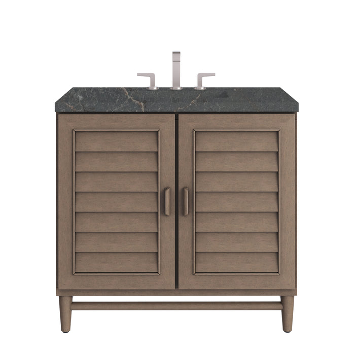 Portland 36" Single Vanity Whitewashed Walnut w/ 3 CM Parisien Bleu Silestone Top