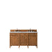 Brittany 60" Double Vanity, Saddle Brown, w/ 3 CM Siberian Silestone Top