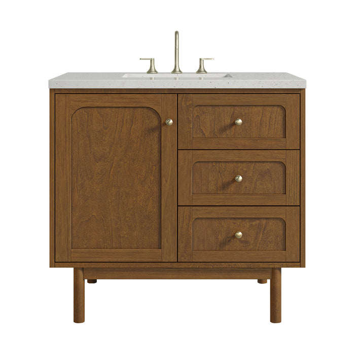 Laurent 36" Single Vanity, Honey Oak w/ 3 CM Lime Delight Silestone Top