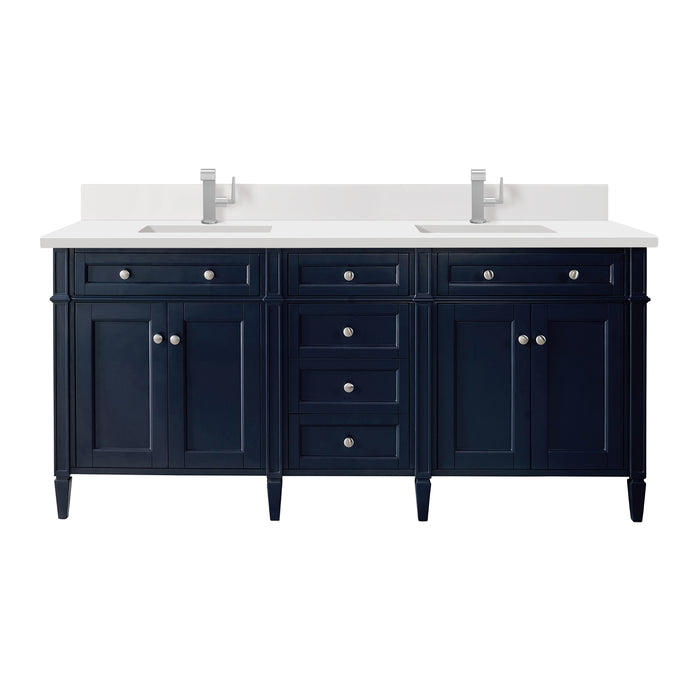 Brittany 72" Double Vanity, Urban Gray w/ 3 CM Parisien Bleu Silestone Top