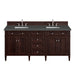 Brittany 72" Double Vanity, Burnished Mahogany w/ 3 CM Ethereal Noctis Silestone Top