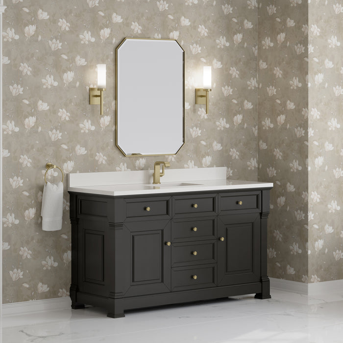 Brookfield 60" Single Vanity, Pecan w/ 3 CM Ethereal Noctis Silestone Top