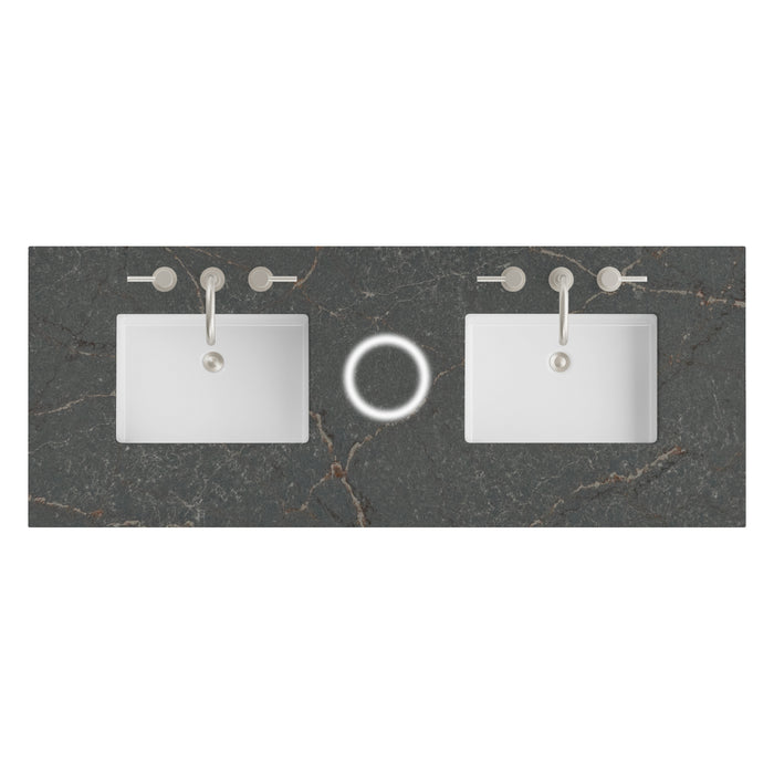 60" Double Top, 3 CM Parisien Bleu Silestone w/ Sink & FreePower Wireless Charger