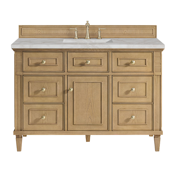 Lorelai 48" Single Vanity, Bright White, w/ 3 CM Tajnar Eclos Top w/FreePower Wireless Charger