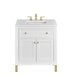 Chicago 30" Single Vanity, Glossy White, w/ 3 CM White Zeus Silestone® Top