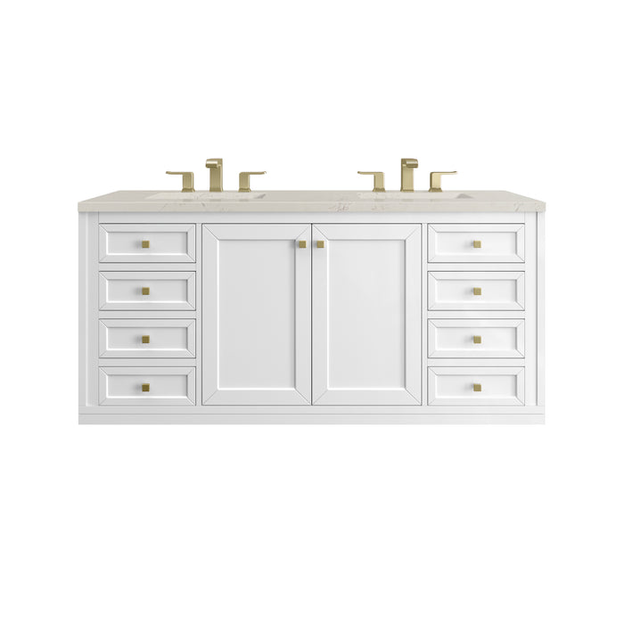 Chicago 60" Double Vanity, Walnut Whisper, w/ 3 CM Tajnar Eclos Top
