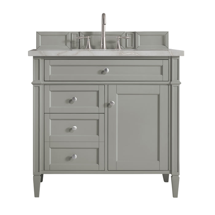 Brittany 36" Single Vanity, Urban Gray w/ 3 CM Victorian Silver Silestone Top