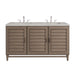 Portland 60" Double Vanity Whitewashed Walnut w/ 3 CM Victorian Silver Silestone Top