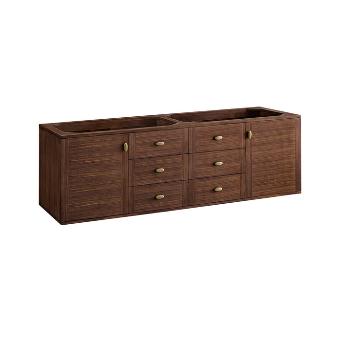 Amberly 72" Double Vanity, Mid-Century Walnut w/ 3 CM Eternal Jasmine Pearl Top w/FreePower Wireless Charger