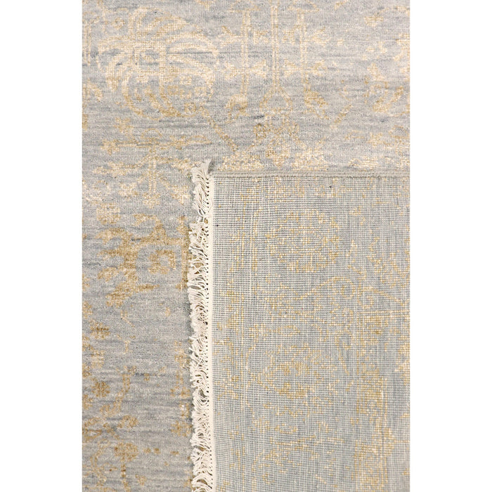 Pasargad Home Transitional Collection Hand Knotted Bsilk & Wool Area Rug, 4' 0" X 5' 9", Silver/Gold vase-3128 4x6