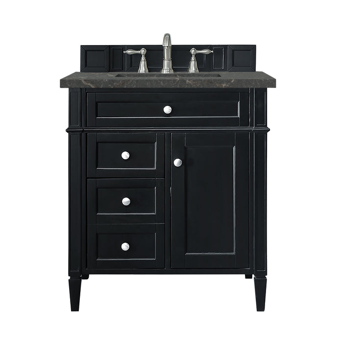Brittany 30" Single Vanity, Black Onyx, w/ 3 CM Parisien Bleu Silestone Top