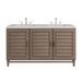 Portland 60" Double Vanity, Whitewashed Walnut, w/ 3 CM Siberian Silestone Top