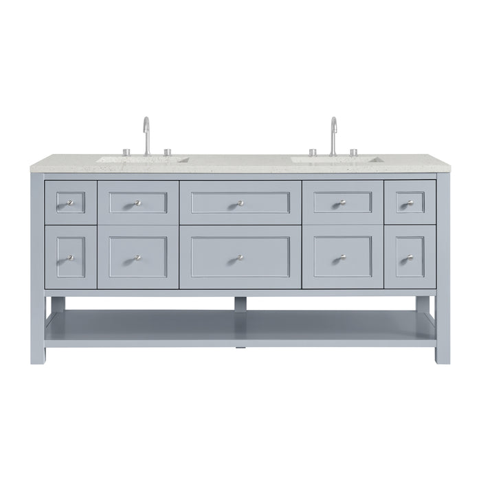Breckenridge 72" Double Vanity, Smokey Celadon w/ 3 CM Eternal Jasmine Pearl Top