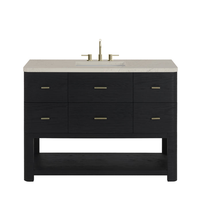 Lucian 48" Single Vanity, Carbon Oak, w/ 3 CM Siberian Silestone Top w/FreePower Wireless Charger