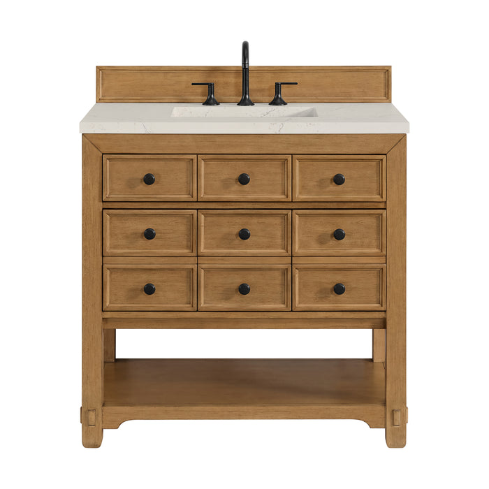 Malibu 36" Single Vanity, Amber Birch, w/ 3 CM Siberian Silestone Top