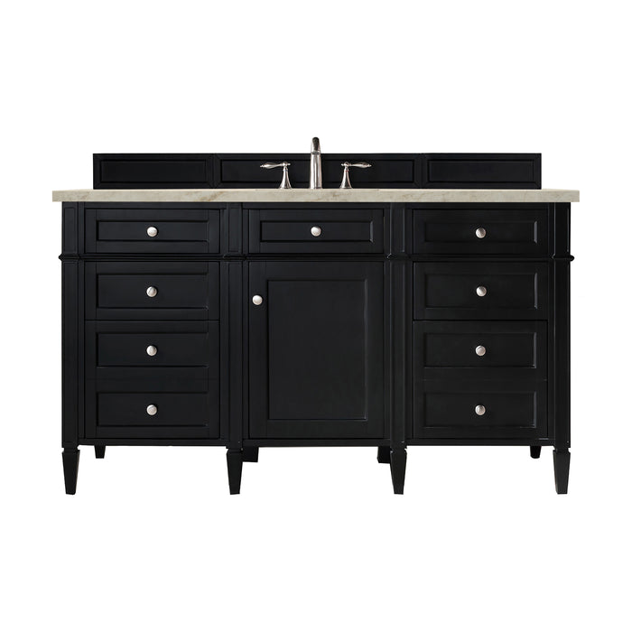 Brittany 60" Single Vanity, Black Onyx, w/ 3 CM Tajnar Eclos Top
