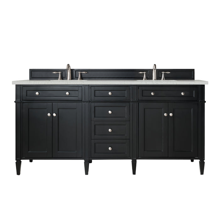 Brittany 72" Double Vanity, Black Onyx w/ 3 CM Lime Delight Silestone Top